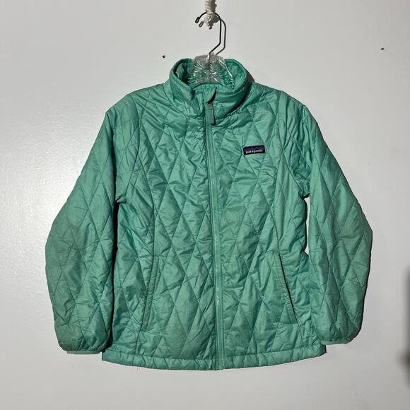 Patagonia Nano Puffer Jacket Full Zip Collared Teal Outerwear Girls Size Medium - Picture 1 of 7
